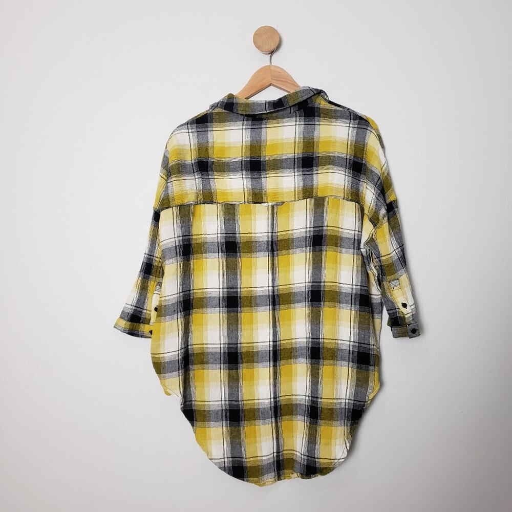 Maeve Anthropologie Plaid Flannel Tunic Floral Embroidered Oversized Shirt XS - Picture 9 of 12